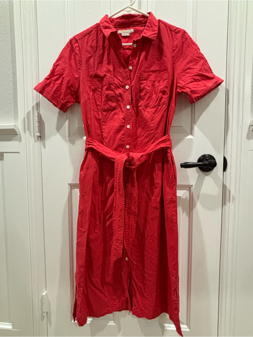 Boden Women’s Classic Red Shirt Dress with Tie Waist
